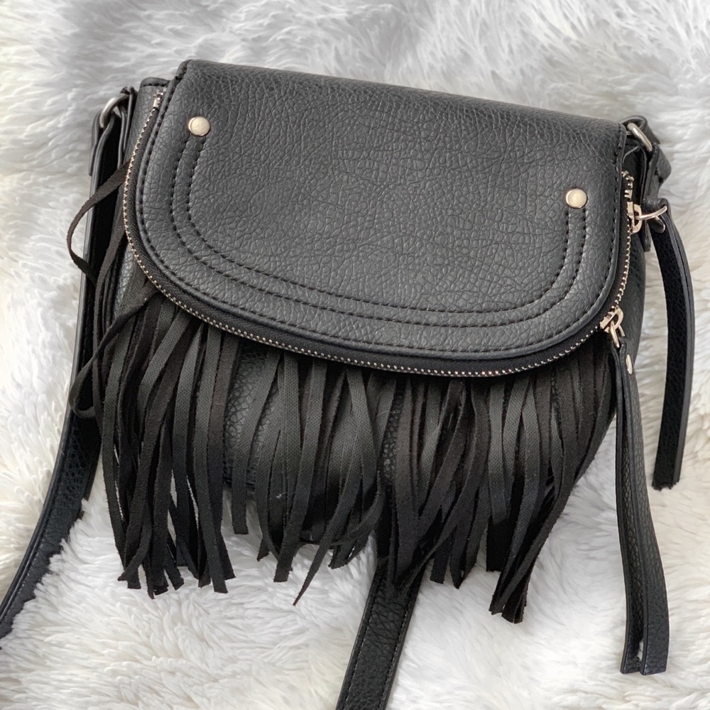 Black fringe crossbody